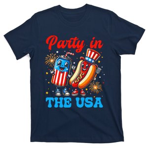 Party In The Usa Funny Hot Dog And Drink 4th July T-Shirt