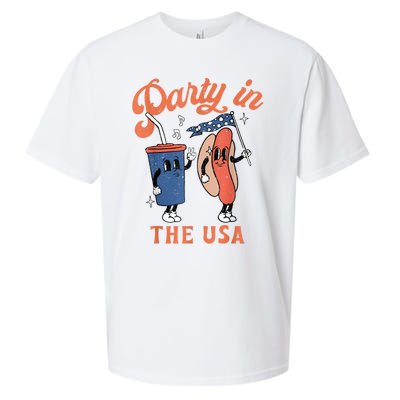 Party In The Usa Shirt Hot Dog Love USA Funny Fourth Of July Sueded Cloud Jersey T-Shirt