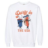 Party In The Usa Shirt Hot Dog Love USA Funny Fourth Of July Garment-Dyed Sweatshirt