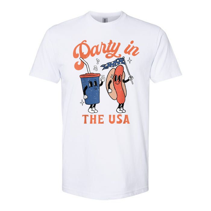 Party In The Usa Shirt Hot Dog Love USA Funny Fourth Of July Softstyle® CVC T-Shirt