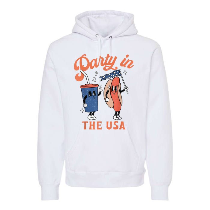 Party In The Usa Shirt Hot Dog Love USA Funny Fourth Of July Premium Hoodie