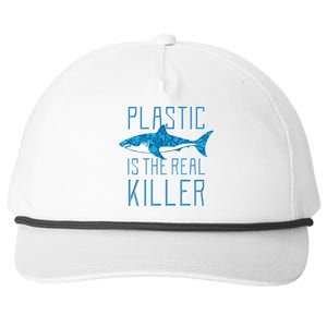 Plastic Is The Real Killer Shark Environt Save Ocean Funny Gift Snapback Five-Panel Rope Hat