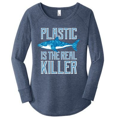 Plastic Is The Real Killer Shark Environt Save Ocean Funny Gift Women's Perfect Tri Tunic Long Sleeve Shirt