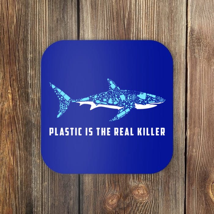 Plastic Is The Real Killer Shark Plastic Pollution Gift Coaster