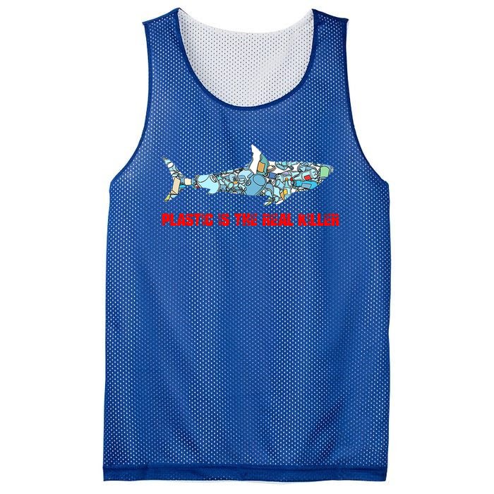 Plastic Is The Real Killer Costume Shark Save Ocean Cool Gift Mesh Reversible Basketball Jersey Tank