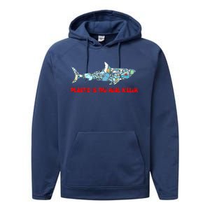 Plastic Is The Real Killer Costume Shark Save Ocean Cool Gift Performance Fleece Hoodie