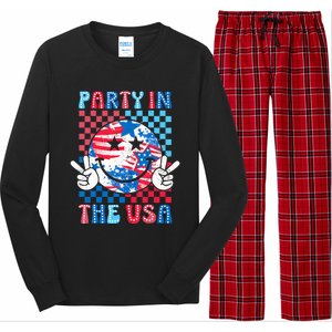 Party In The Usa 4th Of July Preppy Smile Long Sleeve Pajama Set