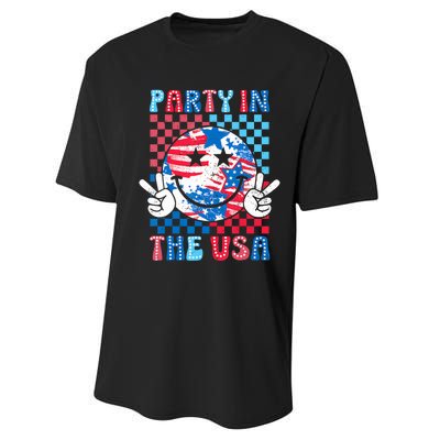 Party In The Usa 4th Of July Preppy Smile Performance Sprint T-Shirt