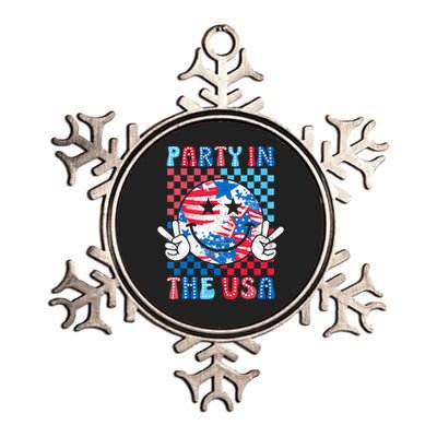 Party In The Usa 4th Of July Preppy Smile Metallic Star Ornament