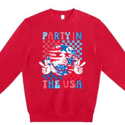 Party In The Usa 4th Of July Preppy Smile Premium Crewneck Sweatshirt