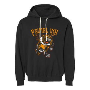 Primal Ink Tattoo Lovers Fierce Tiger Gift Garment-Dyed Fleece Hoodie