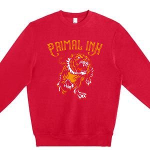 Primal Ink Tattoo Lovers Fierce Tiger Gift Premium Crewneck Sweatshirt