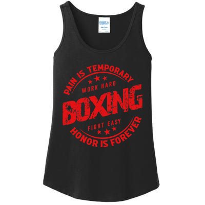 Pain Is Temporary Work Hard Boxing Fight Easy Honor Forever Ladies Essential Tank