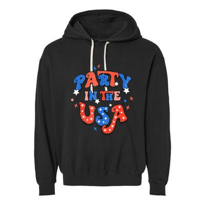 Party In The USA 4th Of July Independence Day USA Vintage Garment-Dyed Fleece Hoodie