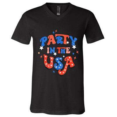 Party In The USA 4th Of July Independence Day USA Vintage V-Neck T-Shirt