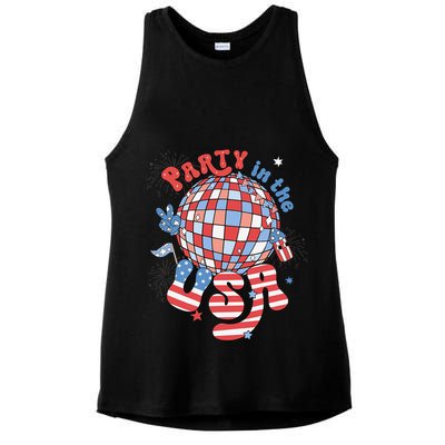 Party In The USA 4th Of July America Independence Disco Ladies PosiCharge Tri-Blend Wicking Tank