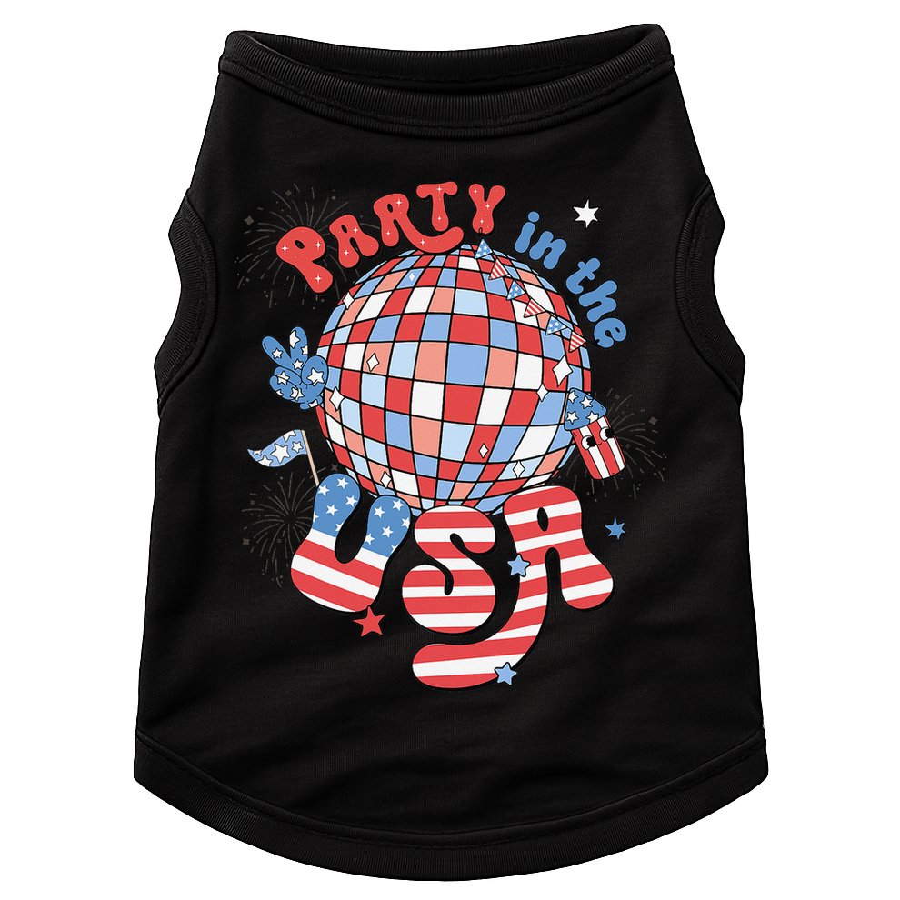Party In The USA 4th Of July America Independence Disco Doggie Tank