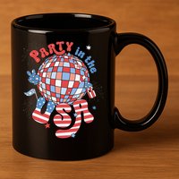 Party In The USA 4th Of July America Independence Disco 11oz C Handle Ceramic Mug