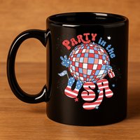 Party In The USA 4th Of July America Independence Disco 11oz C Handle Ceramic Mug
