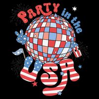 Party In The USA 4th Of July America Independence Disco Flat Bill Trucker Hat