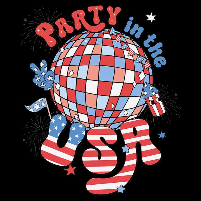 Party In The USA 4th Of July America Independence Disco Flat Bill Trucker Hat