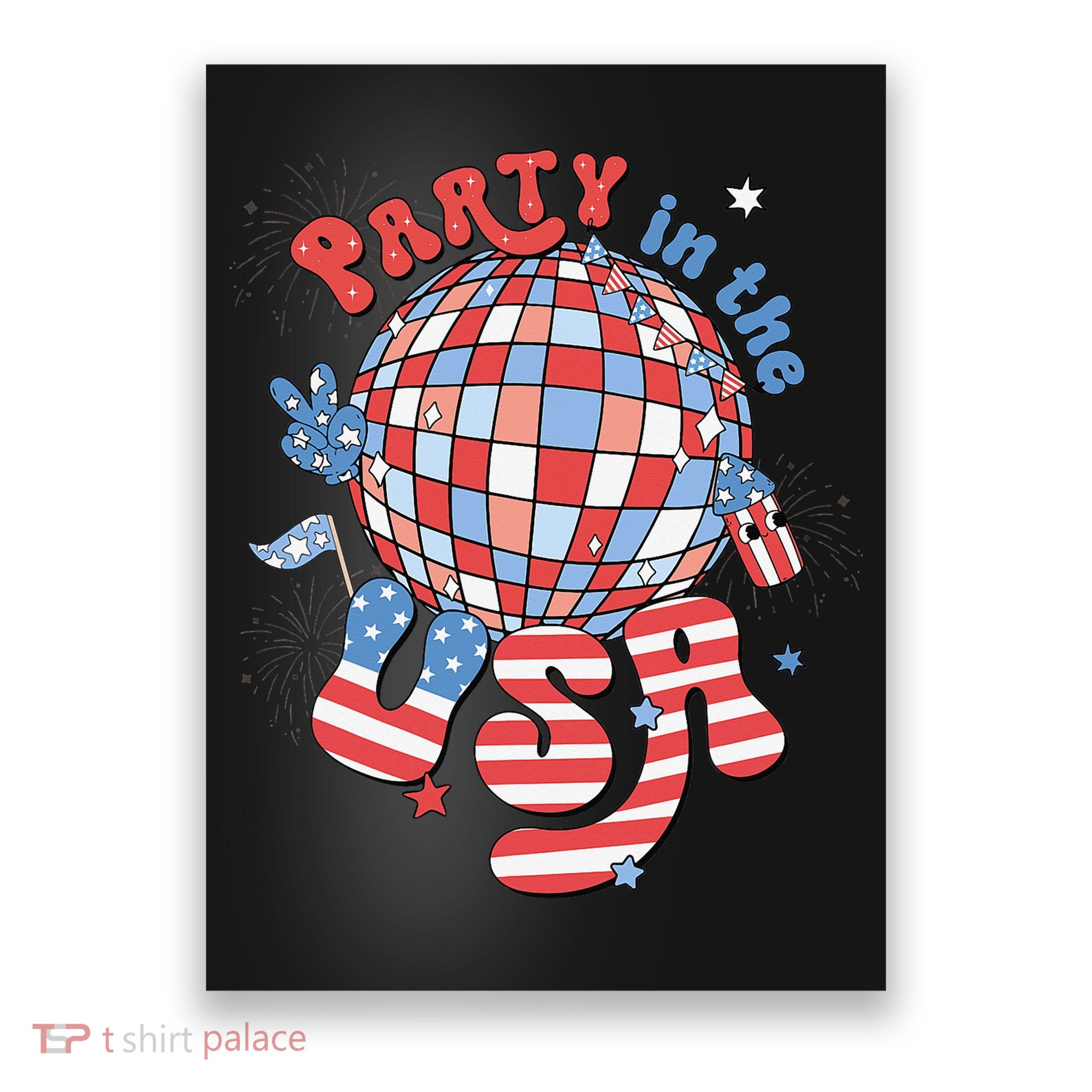 Party In The USA 4th Of July America Independence Disco Poster