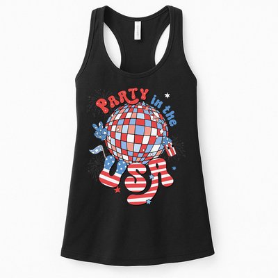 Party In The USA 4th Of July America Independence Disco Womens Tank Top