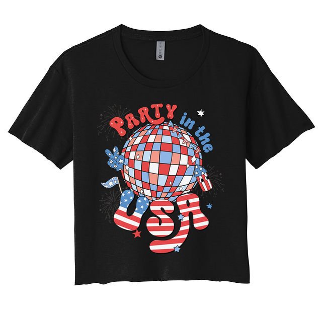 Party In The USA 4th Of July America Independence Disco Crop Top