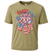 Party In The USA 4th Of July America Independence Disco Cooling Performance Crew T-Shirt