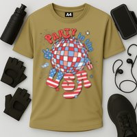 Party In The USA 4th Of July America Independence Disco Cooling Performance Crew T-Shirt