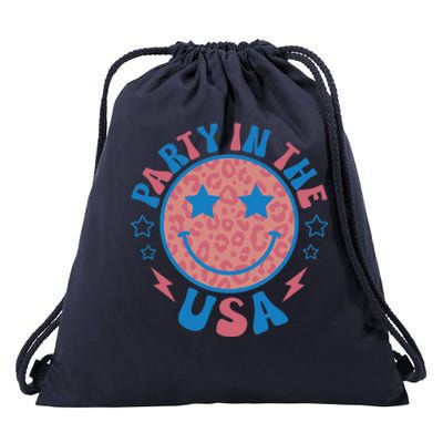 Party In The USA 4th Of July Preppy Smile Drawstring Bag