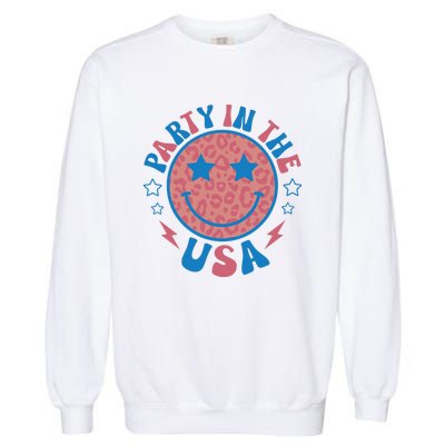 Party In The USA 4th Of July Preppy Smile Garment-Dyed Sweatshirt