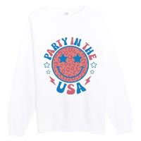 Party In The USA 4th Of July Preppy Smile Premium Crewneck Sweatshirt