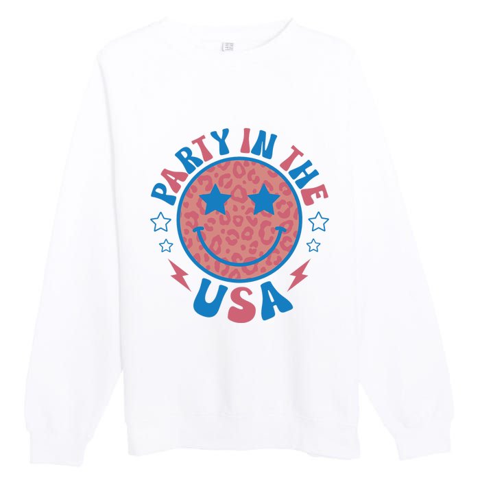 Party In The USA 4th Of July Preppy Smile Premium Crewneck Sweatshirt