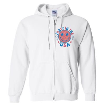 Party In The USA 4th Of July Preppy Smile Full Zip Hoodie