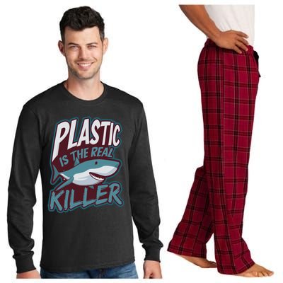 Plastic Is The Real Killer Design Shark Lover Cute Gift Long Sleeve Pajama Set