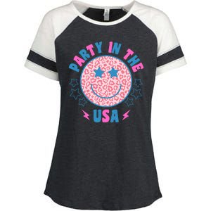 Party In The Usa Retro Star Smile Enza Ladies Jersey Colorblock Tee