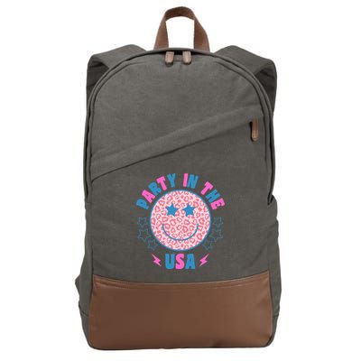 Party In The Usa Retro Star Smile Cotton Canvas Backpack