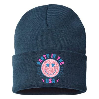 Party In The Usa Retro Star Smile Sustainable Knit Beanie