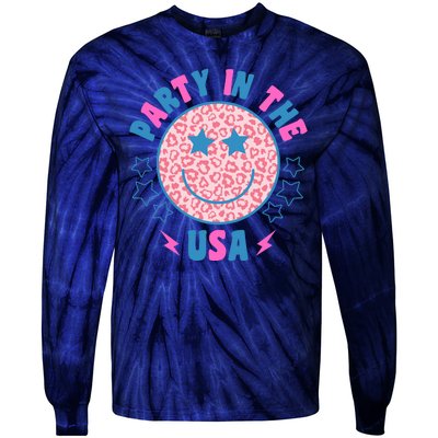 Party In The Usa Retro Star Smile Tie-Dye Long Sleeve Shirt