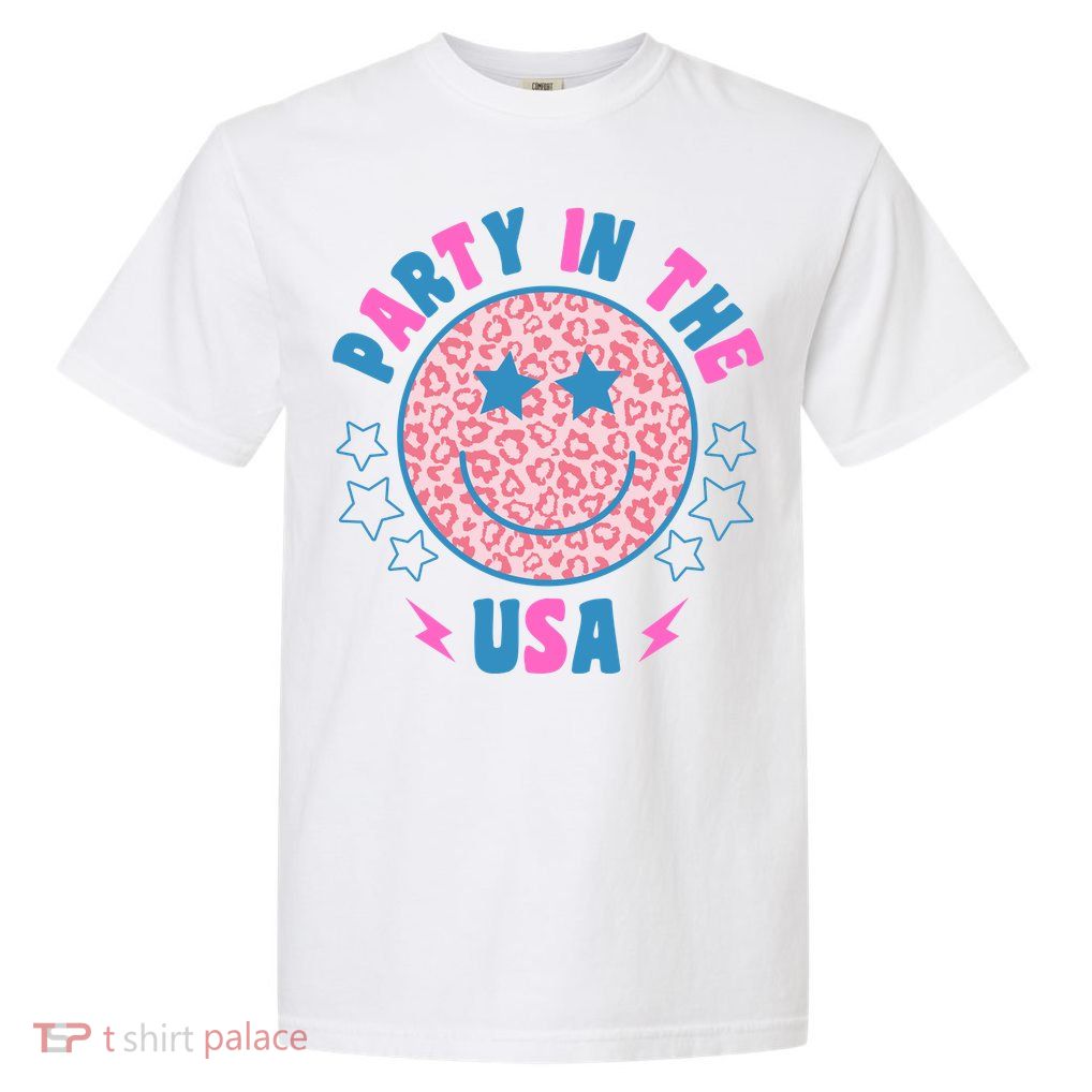 Party In The Usa Retro Star Smile Garment-Dyed Heavyweight T-Shirt