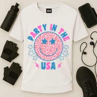 Party In The Usa Retro Star Smile Cooling Performance Crew T-Shirt