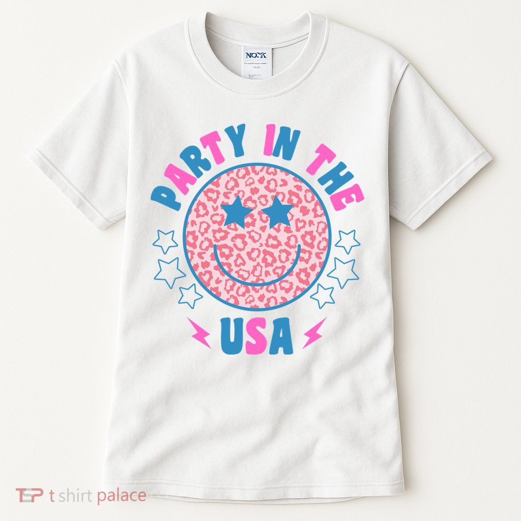 Party In The Usa Retro Star Smile Tall T-Shirt