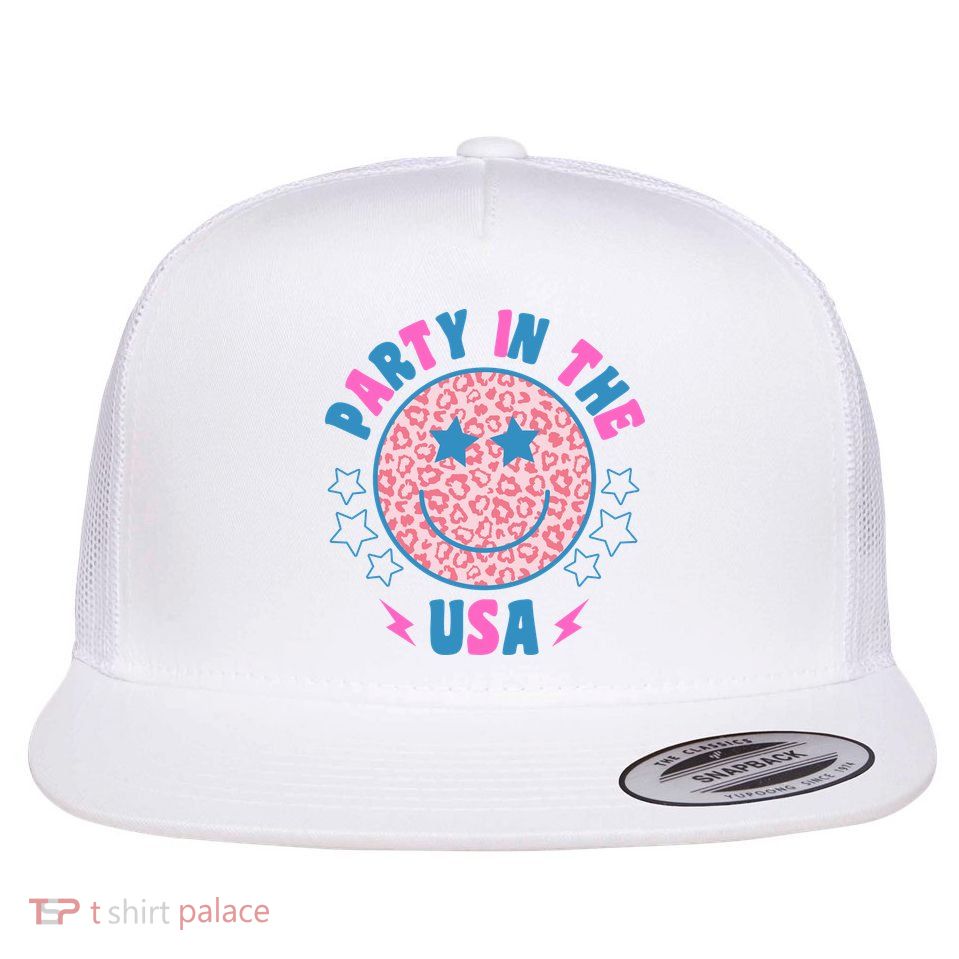 Party In The Usa Retro Star Smile Flatbill Hat
