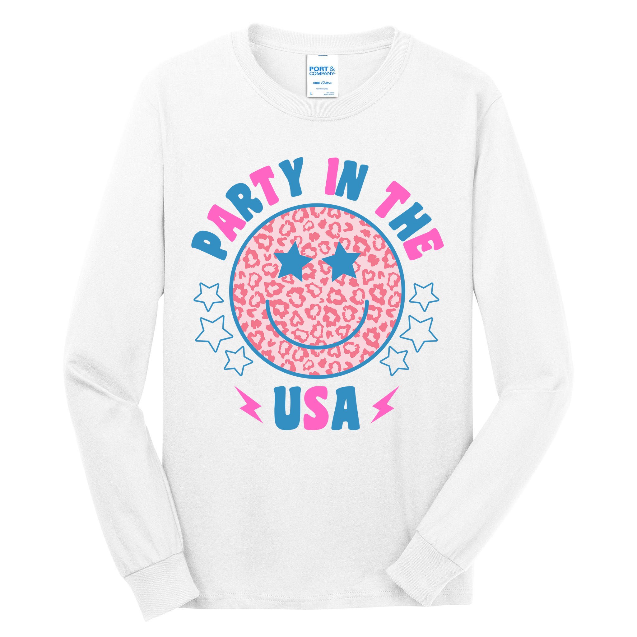 Party In The Usa Retro Star Smile Tall Long Sleeve T-Shirt