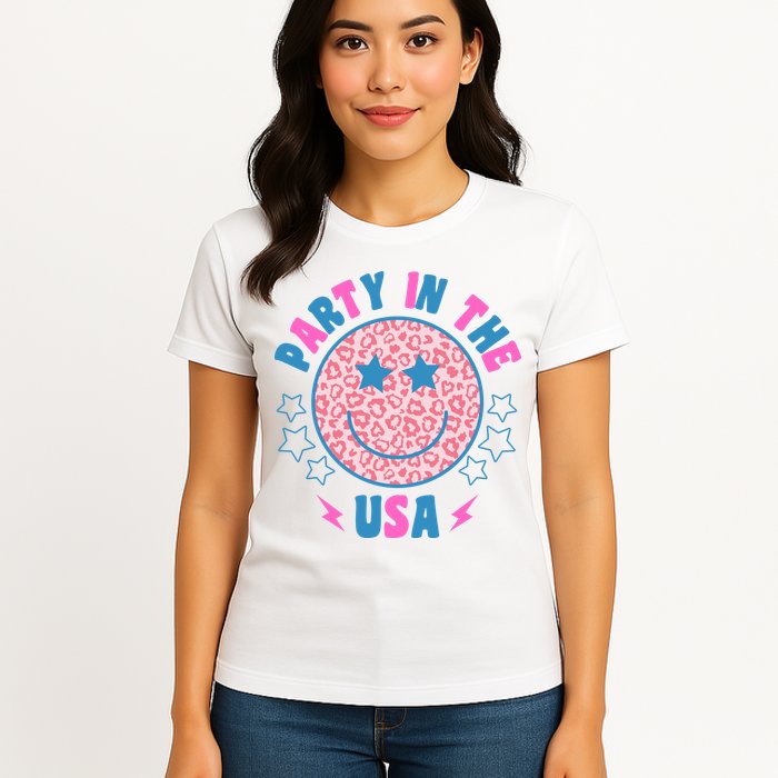 Party In The Usa Retro Star Smile Womens T-Shirt