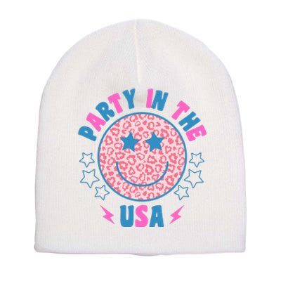 Party In The Usa Retro Star Smile Short Acrylic Beanie