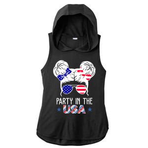 Party In The Usa Hair Bun 4th Of July Ladies PosiCharge Tri-Blend Wicking Draft Hoodie Tank