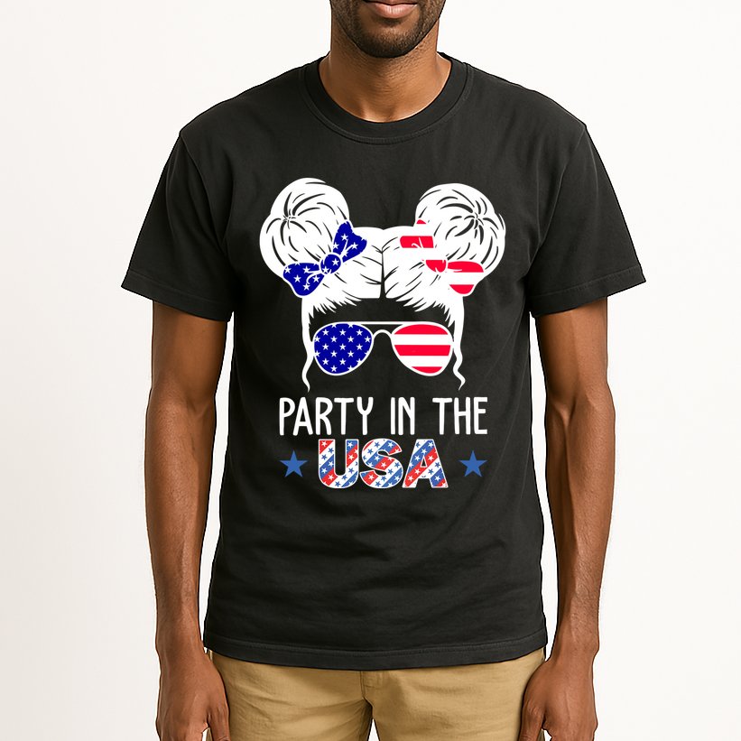 Party In The Usa Hair Bun 4th Of July Tall T-Shirt