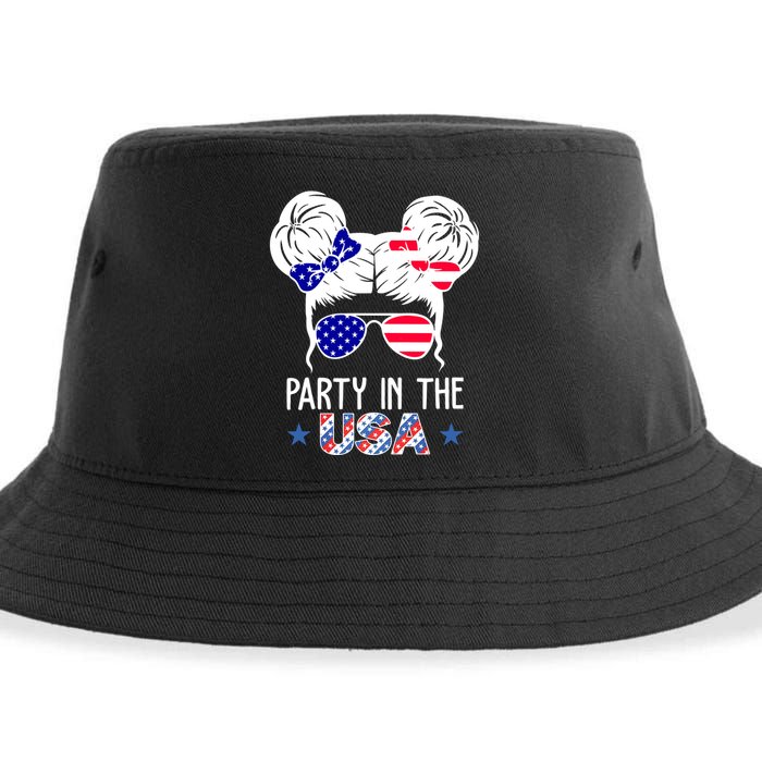 Party In The Usa Hair Bun 4th Of July Sustainable Bucket Hat